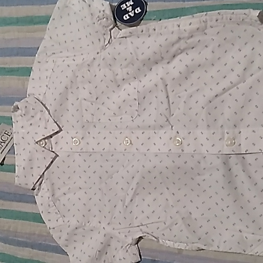 White button up with blue squares